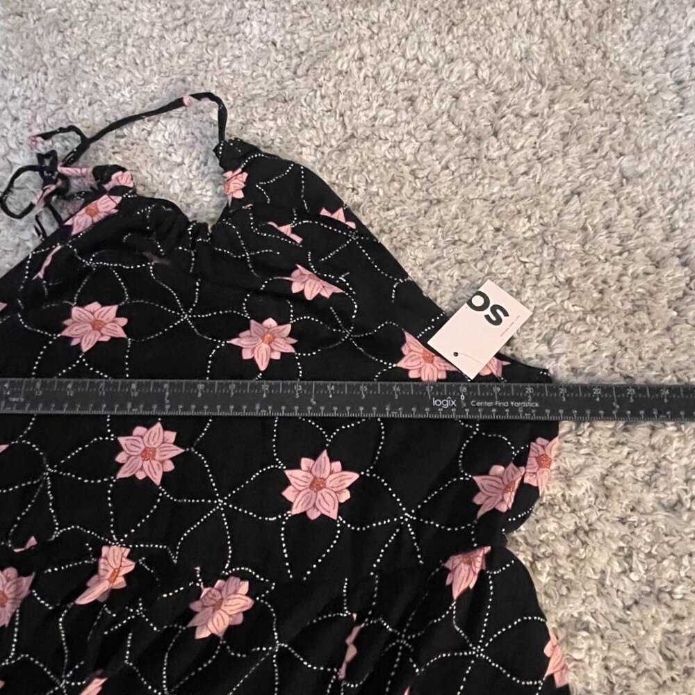 NWT SO Black Pink Floral Halter Maxi Dress XL - Picture 5 of 11
